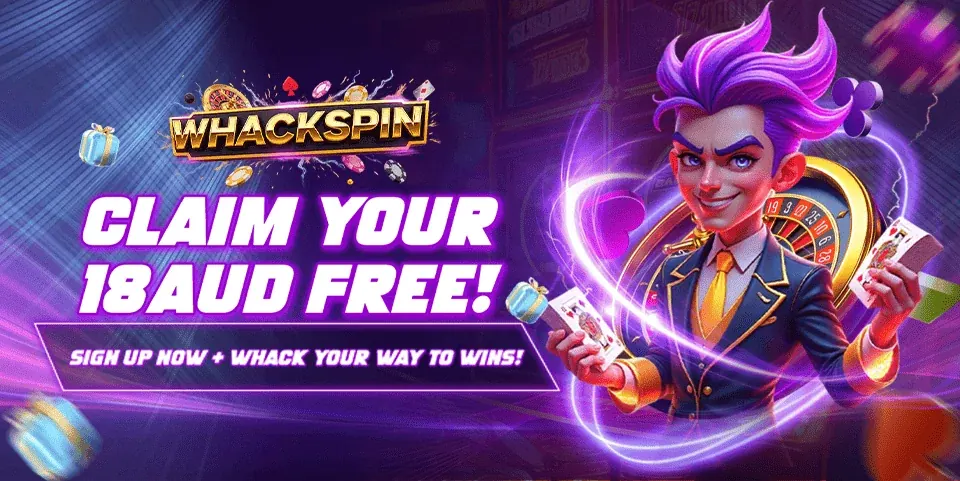 WhackSpin joker banner: claim your 18 AUD free